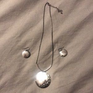 Silver necklace and earrings set